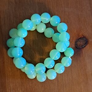 Chunky Mint Green Beaded Stretch Bracelet